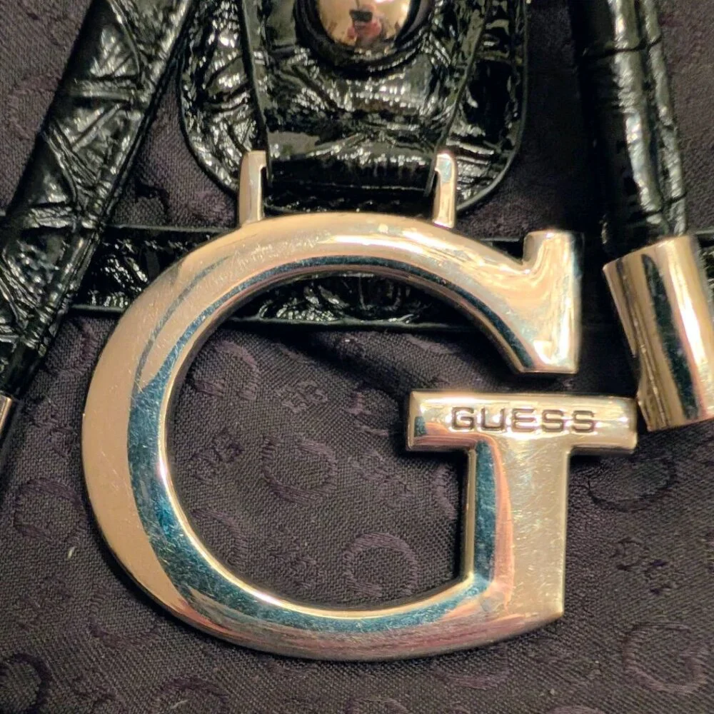 Vintage Guess Black Monogram Bucket Bag